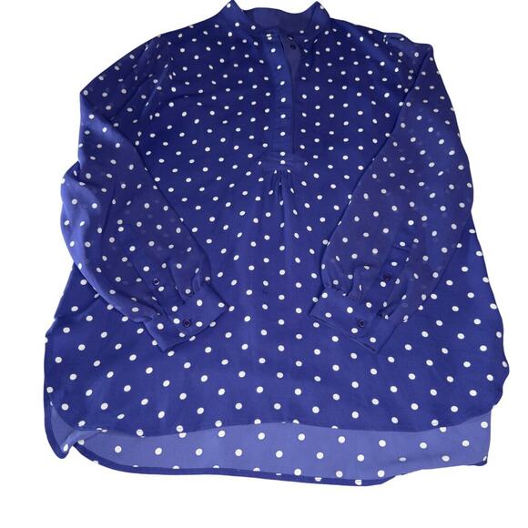 Anne Klein Women's Polka Dot Chiffon Button-Up Blouse Purple Size M - Picture 1 of 13